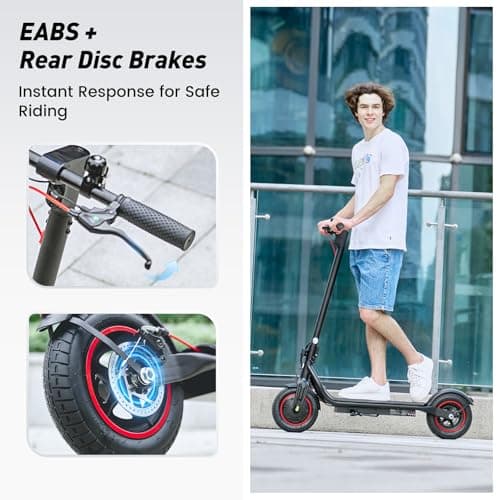 Electric Scooter, 22 Miles Long Range, 21 MPH Max Speed, 10" Pneumatic Tire, 500W Powerful Motor, Disc Brake & Smart APP, with Lights, Portable Foldable Commuting Electric Scooter for Adults and Teens 5