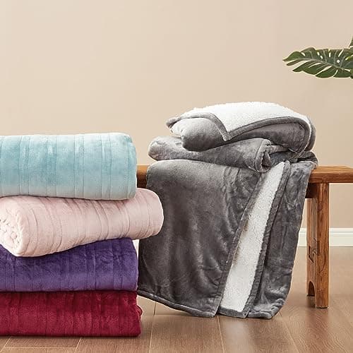 EHEYCIGA Heated Blanket - Twin Size, 9 Heating Levels, 10 Hour Auto Off, Soft Cozy Sherpa Washable Blanket, 62 x 84 Inches 7