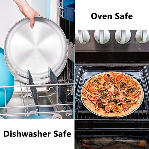 P&P CHEF Pizza Pan Bakeware for Home Kitchen, Stainless Steel Pizza Tray for Baking Pizza, Healthy & Reusable & Easy Clean, Oven & Freezer Safe, 12 Inch & Silver 6