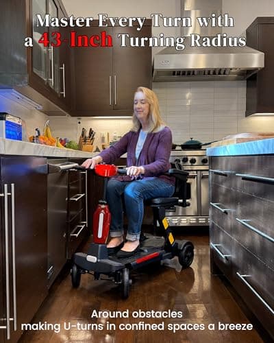 Ecomobi MS02-F 15-30Miles 4 Wheels Foldable Mobility Scooter for Adults&Seniors, 46Lbs Lightweight & 350W Powered Electric Folding Wheelchair, Removable Battery Compact & Convenient for Travel 5