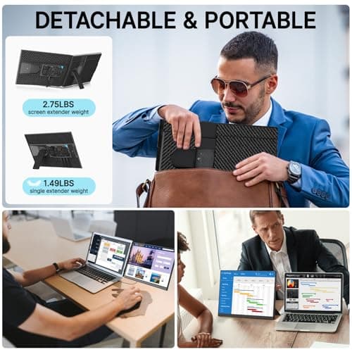 Redalf Laptop Screen Extender, 15.6" FHD 1080P Portable Monitor for Laptop, Detachable and Plug-Play Travel Monitor for 13-17.3" Laptops,Compatible for Mac/Wins/Dex/Chrome 5