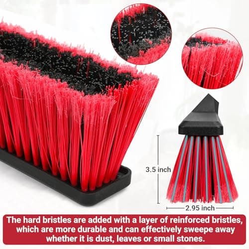 24" Push Broom with 63" Long Handle, Heavy Duty Broom for Floor Sweeping, Stiff Bristles Broom Brush for Workshop, Garage, Concrete, Patio and Deck 7