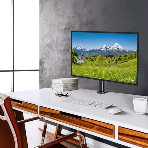 MOUNTUP Single Monitor Mount, Adjustable Monitor Stand for Max 32 Inch Flat Curved Computer Screen, Monitors Arm Desk Mount Fit VESA 75x75& 100x100, up to 17.6lbs, with C-Clamp and Grommet Base, Black 8