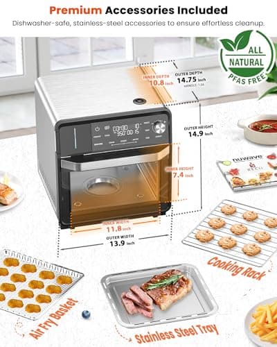 Nuwave Combi Steam Oven, Non-Toxic Stainless Steel Multi-Cooker with Air Fry, Sous Vide, Toast & More, 50-450°F Precision, 120 Presets, Moisture Control, Programmable, Easy to Clean, 16 quarts 9