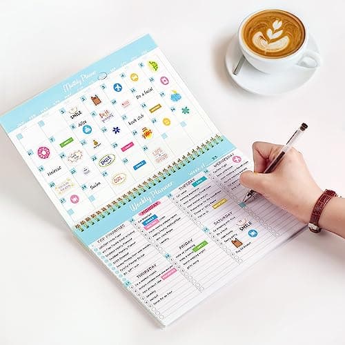 Weekly To Do List Notepad, Undated Weekly Desk Planner & Monthly Calendar, 60 Sheets 7 X 10" Task CheckList Notebook For Work Office Home, Monday Start, Blue 6