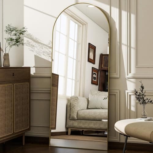 WISSMIELS 57" x 20" Arched Full Length Mirror - Wall Mounted/Floor Mirror Aluminum Alloy Frame Full Body Mirrors for Bathroom Living Room Bedroom and Entryway,Gold 6