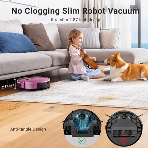 MBYULO Robot Vacuum and Mop Combo 5000Pa 650mL 2 in 1 Mopping Robot Vacuum Cleaner Schedule WiFi/Alexa/App Smart Self-Charging Robotic Vacuum Ultra-Slim 5