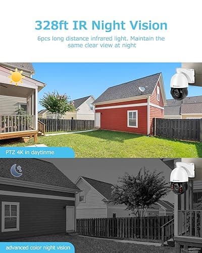 Jennov 4K 8MP Outdoor PTZ IP POE Camera with Pan Tilt 20X Optical Zoom & Human Detection, Speed Dome Security Camera with 320ft IR Night Vision, Auto Tracking, Only Work with Onvif POE NVR 7