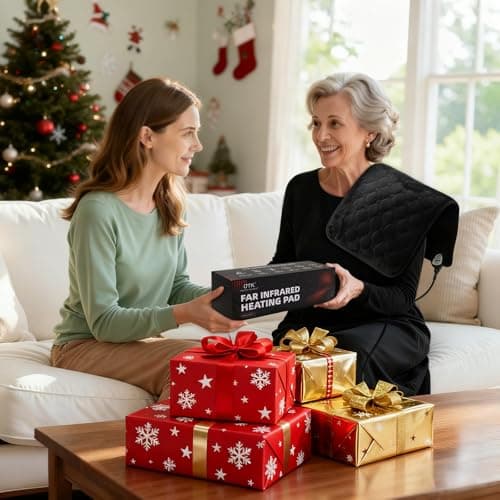 UTK 1Min Fast Heating Pad, 3X Deeper Pain Relief Far Infrared Heating Pad for Back & Cramps, 8 Heat Setting, 4H Auto Off, FSA-HSA Eligible, Adjustable Strap, Machine Washable,Valentine Gifts 12" x 24" 8