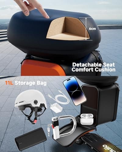 Electric Scooter with Seat for Adults and Teens, 19MPH & 15-Mile Range, 350W Motor, 8.5" Solid Tires with App Control & Dual Brake System - Foldable Commuter E-Scooter with Storage Bag 2