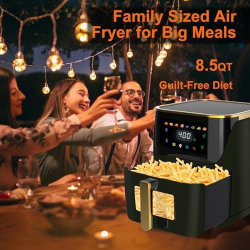 Vaparinckl Air Fryer, 8.5Qt Large Family Size, 8-in-1 Function Digital Touch Screen, Easy Viewing Windows, 1750W Fast Air Frying up to 400℉, Auto Shut Off, Nonstick and Dishwasher-Safe Basket 7