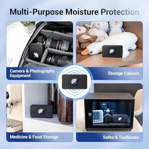 JJC Reusable Desiccant Dehumidifier with 70g Silica Gel, Portable Moisture Absorber for Gun Safe, Camera Lens Electronic Dry Cabinet, 3D Printer Filaments Storage, Guitar Bag & Closet, USB-C Charging 5