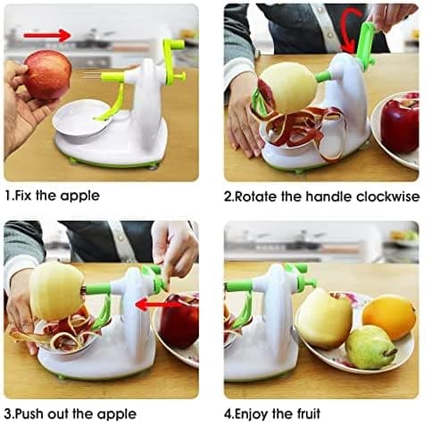 Upgraded Apple Peeler and Corer for Apple Pear Citrus Manual Rotating Kitchen Gadget Includes 2 Replacement Heads and 1 Splitter (whitish green) 5