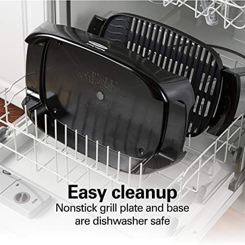 Hamilton Beach Electric Indoor Grill, 100 sq. in. Surface Serves 8, Virtually Smokeless Grilling, Adjustable Temperature Control to 450F, Dishwasher Safe Removable Nonstick Plates, Black (31605N) 6