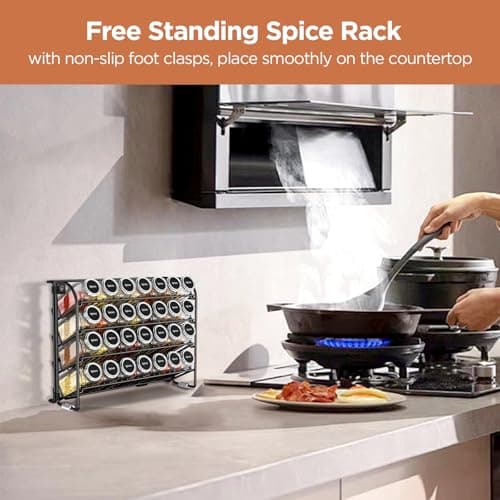 CHARMDI 4 Tier Spice Rack Organizer for Cabinet, Detachable Countertop Spice Rack for Spice Jars(Jars Not Included), Spice Rack Wall mount for Countertop, Cabinet, Kitchen, Black 5