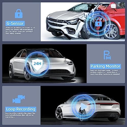 Dual Dash Cam Front and Inside with 64GB Card,Milerong X25 1080P Dash Camera for Cars with Infrared Night Vision,Loop Recording,G-Sensor,24H Park Monitor,Inside Car Camera for Uber/Lyft/Taxi Driver 5
