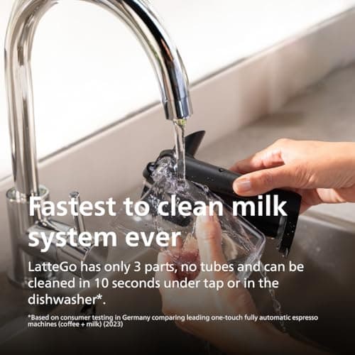 Philips 4400 Series Fully Automatic Espresso Machine, LatteGo Milk System, Integrated Grinder, 12 Hot & Iced Coffee Pre-Sets, Quick Start, SilentBrew, 15-Bar Pressure, Black Chrome (EP4444/90) 5