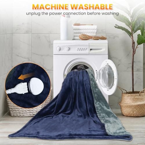 Qfun Electric Heated Blanket Throw - Luxury Soft Fast Heating Throw Blanket with 6 Heat Settings & Auto Shut-Off, Over-Heat Protection, 71"x40"Large Size Warm Flannel Winter Blanket Gift for Women Men 8