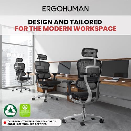 Ergohuman Eurotech ME7ERG GEN2 High Back Mesh Office Chair with Tilt Tension Control, Tilt Lock, Back Angle, Back Height, Synchro Tilt, Seat Height, Seat Depth, and Arm Height Adjustments, Black 6