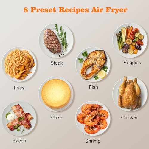 HoninJoy 12QT Large Dual Basket Air Fryer with Viewing Window and 50pcs Paper Liners, 10-in-1 Digital Touchscreen Double Zone Air Fryers, SyncCook to Bake,Roast,Reheat,Broil, Nonstick Dishwasher Safe 8