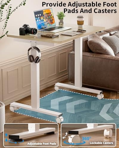 Okin Small Electric Standing Desk, 36" x 24" Whole Piece Height Adjustable Desk, Oak Sit to Stand Computer Workstation with Wheels for Home Office 6