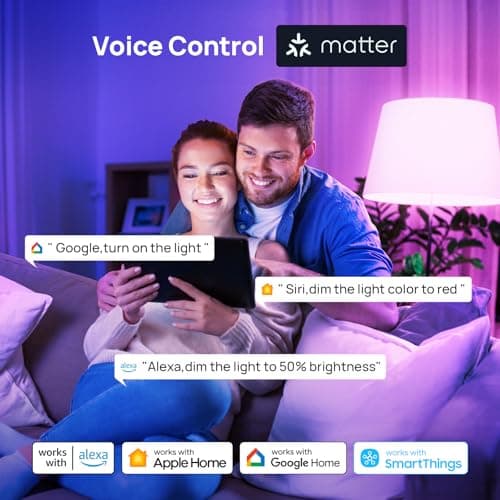 Consciot Smart Light Bulbs, WiFi Bluetooth Color Changing LED Light Bulb, A19 E26 RGBTW Light Bulbs That Works with Alexa/Google Home/Apple Home/Siri, Music Sync, 60W Equivalent Smart Bulb, 6 Pack 7