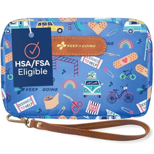 KeepGoing Travel First Aid Kit for Kids – 130 Pc. for Car, Home, Purse, Diaper Bag & Backpack with Latex-Free Bandages - Mini First Aid Kit Travel Size TSA-Approved