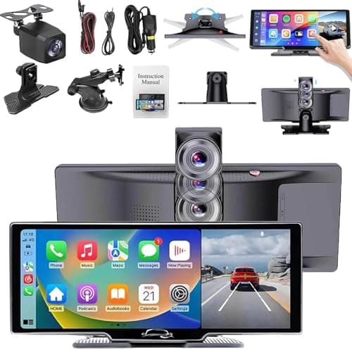 128G 4K Car Tablet Pro Max 2025, 10.26" HD Cartablet Pro Max 2025 Model, Pro 2025 Model, 1080P Camera, Bluetooth, GPS Navigation Voice Control, AUX/FM (Front + Behind Camera +128GB)