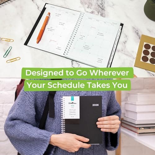 WallDeca 2026 Planner, Agenda Planner With Weekly And Monthly View, Daily Agenda Book And Yearly Planners Calendar Book, Spiral Bound With Tabs, Notes, Goals And Holidays (8 x 6 in) 7