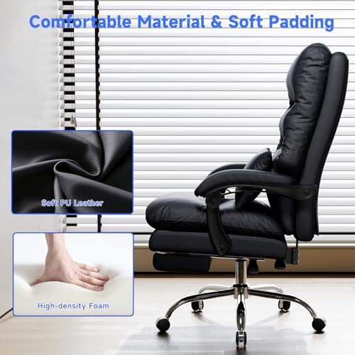 Big and Tall Office Desk Chair - Ergonomic 400LBS PU Leather Computer Chair with Foot Rest and Lumbar Pillow 8