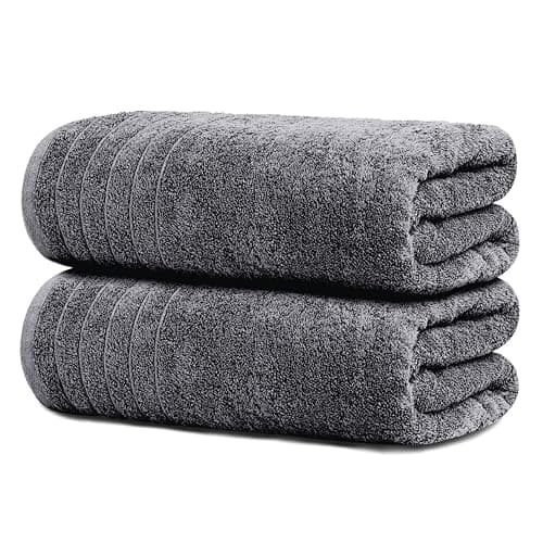 Tens Towels Pack of 2 Extra Large Bath Sheets 35 x 70 Inches, 100% Cotton, Larger & Lighter Weight, Quicker to Dry, Super Soft & Absorbent, Oversized Bath Towels, Dark Grey