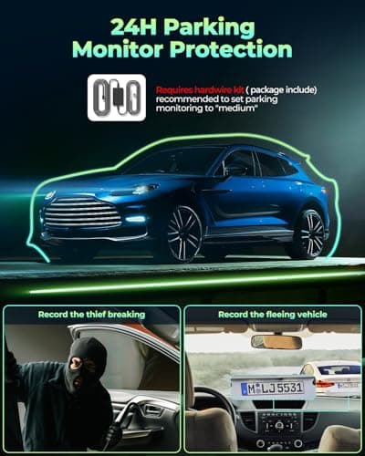 LAMTTO 4 Channel Dash Cam 360 View, 1080P Front and Rear Inside Left Right, Dash Camera for Cars with Hardwire Kit for 24h Security Parking Monitor, IR Night Vision Dashcam,128GB Card Included 6