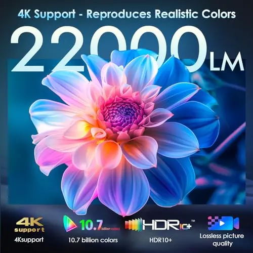 [Electric Focus] 4K Support Projector with WiFi6 and Bluetooth 5.3, Outdoor Projectors for Outside Video Use, OWNKNEW Gaming Movie Proyector, Auto Keystone Correction 5