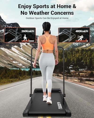 GOIMU Walking Pad, 3 in 1 Foldable Treadmill for Home & Office, 285lb 2.5HP Under Desk with Remote Control, Walking Jogging Pad with Handle Bar (Black) 6