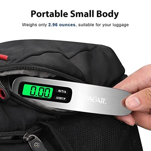 BAGAIL Digital Luggage Scale,110lbs Hanging Baggage Scale with Backlit LCD Display,Portable Suitcase Weighing Scale,Travel Luggage Weight Scale with Hook,Strong Straps for Travelers(Silver) 7