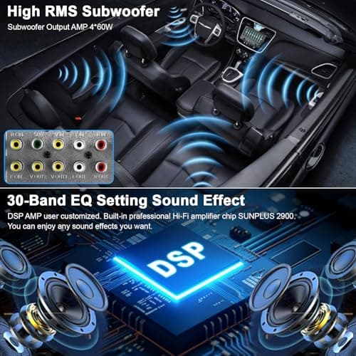 Wireless 10.1" Single Din Car Stereo CarPlay Radio, Carplay Android Auto Touch Screen, Bluetooth 5.3, Car Audio Receiver, 240W Subwoofer, Backup Camera, FM/AM SWC 6