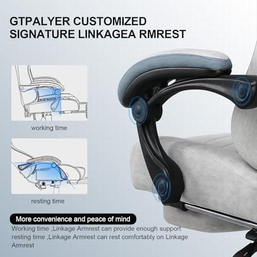 GTPLAYER Gaming Chair, Computer Office Chair with Pocket Spring Cushion, Linkage Armrests and Footrest, High Back Ergonomic Computer Chair with Lumbar Support Task Chair with Footrest 6