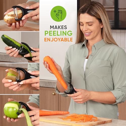 Spring Chef Swivel Vegetable Peeler & Y Potato Peeler for Kitchen with Soft Grip Handles and Ultra Sharp Stainless Steel Blades, Perfect for Veggie, Fruit, Carrot, Apple - Dishwasher Safe - Black 8