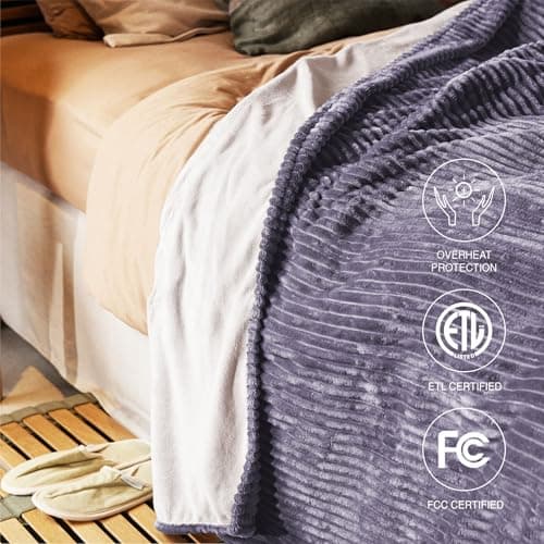 HOMISPRITE Heated Blanket Full Size 72"x84",ETL Certification- 10 Heating Levels Electric Blanket&1-10 Hour Auto Off,Heating Blanket with Dual Controller(Purple) 5