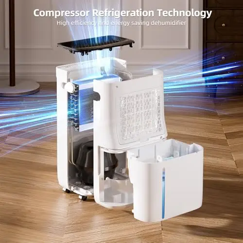 Fierscial 5000 Sq.Ft Dehumidifier for Basement, 80 Pints Quiet Dehumidifiers for Home, Large Room, Bedroom with Drain Hose, 1.7Gallon Water Tank, Smart Humidity Control & Display, 4 Operation Modes 2