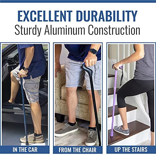DMI Lightweight Aluminum Adjustable Walking Cane with Derby-Top Handle for Men and Women, Blue Ice 6