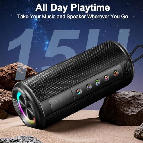 Portable Bluetooth Speaker, Bluetooth 5.4 Wireless Speaker with 20W HD Loud Stereo Sound, 15H Playtime, IP7 Waterproof, LED Lights, TWS Pairing, Built-in Mic, for Outdoor, Home, Party, Beach, Gift 6