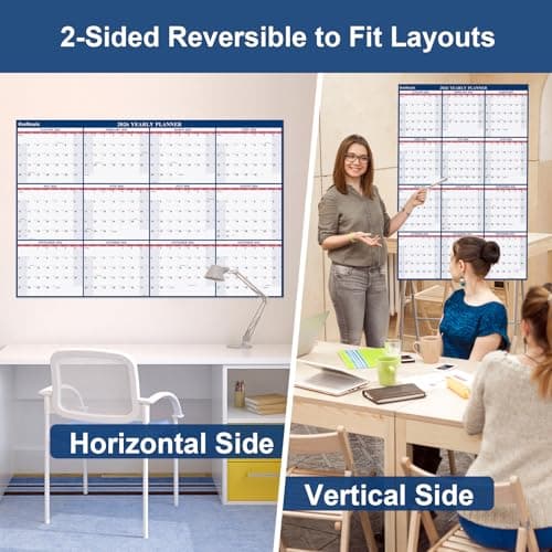 2026 Wall Calendar 32" x 48" Wet & Dry Erase Calendar for Wall - Large Yearly Planner 12 Months, 2-Sided Reversible Horizontal Vertical Calendar January to December for Home Office School 6