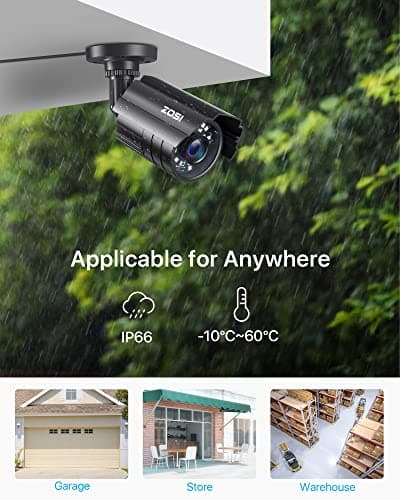 ZOSI 1080P CCTV Camera Outdoor Indoor Hybrid 4 in 1 HD TVI/CVI/AHD/CVBS Home Security Cameras System,Night Vision,Waterproof Metal Housing Bullet Cam For 960H,720P,1080P,5MP,4K analog Surveillance DVR 5