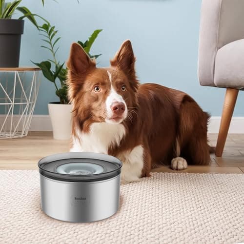 Feedoo 1Gallon Dog Water Bowl, 3.8L No Spill Water Bowl for Dogs, Stainless Steel Spill Proof Dog Bowl, No Splash Slow Drinking Bowl with No Slip Base for Messy Drinkers[Anti Digging] 8