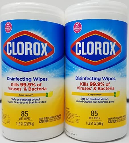 Clorox Disinfecting Wipes Crisp Lemon Scent 85ct Pack of 2 170 Count Total