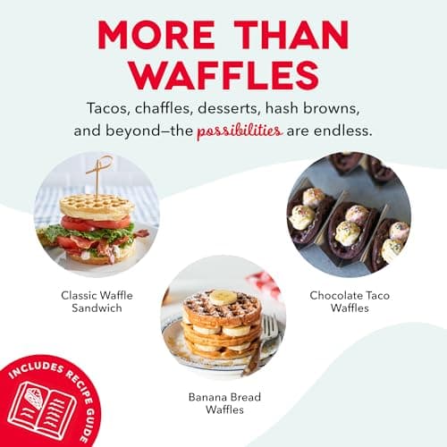 Dash Mini Waffle Maker- Compact Electric Iron for Creative Homemade Treats - PTFE nonstick surface - Easy-to-Clean - Perfect for Kids & Families - Black 5