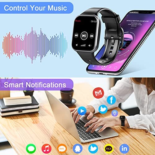Smart Watch, 2023 Fitness Tracker Watch for Men Women, 1.69'' Touch Smartwatch Fitness Watch with Heart Rate Monitor/Pedometer/Sleep Monitor, 25 Sports Waterproof Activity Tracker for Android Molocy 5