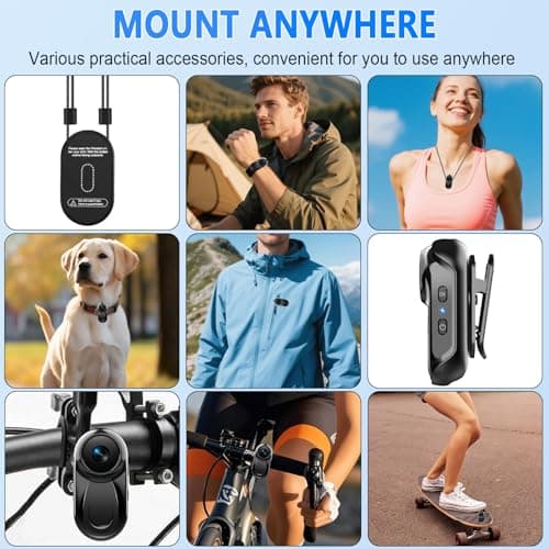 Mini Body Camera 1080P, 512G Thumb Vlogging Cam Hands-Free Recording, Action Camera with 360° Rotate Clip&Magnetic Clip, Wearable Video Recorder for Traveling/Motorcycle(SD Card Not Included) Black 7