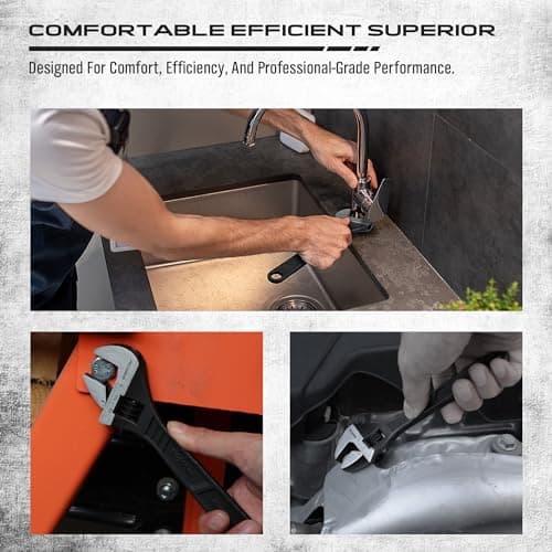 Adjustable Wrench Set Wrenches Sets: 4-Piece 6, 8, 10, 12 Inch Chrome Vanadium Steel Corrosion-Resistant Black Oxide Finish for Automotive Plumbing and Household Repairs 6